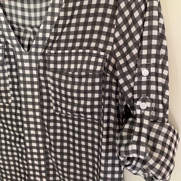 Express Gingham Collarless City Shirt - XS - Picture 2 of 7